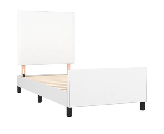 Cadru de pat cu tăblie, alb, 90x200 cm, piele ecologică, 4 image