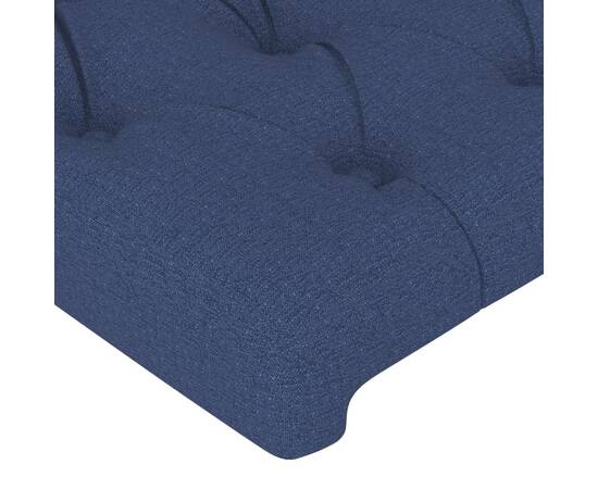 Cadru de pat cu tăblie, albastru, 140x190 cm, textil, 9 image