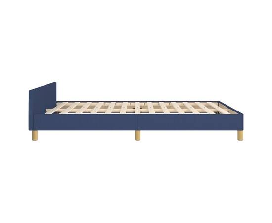 Cadru de pat cu tăblie, albastru, 140x190 cm, textil, 7 image