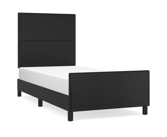 Cadru de pat cu tăblie, negru, 100x200 cm, piele ecologică, 2 image
