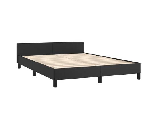 Cadru de pat cu tăblie, negru, 140x190 cm, piele ecologică, 5 image
