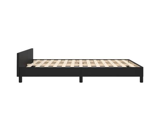 Cadru de pat cu tăblie, negru, 140x190 cm, piele ecologică, 7 image