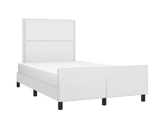 Cadru de pat cu tăblie, alb, 120x200 cm, piele ecologică, 3 image
