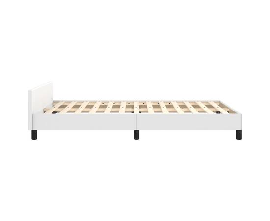 Cadru de pat cu tăblie, alb, 120x200 cm, piele ecologică, 7 image