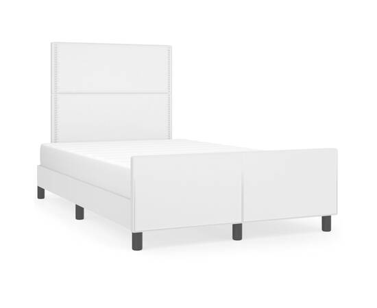 Cadru de pat cu tăblie, alb, 120x200 cm, piele ecologică, 2 image