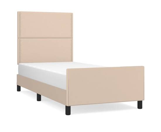 Cadru de pat cu tăblie, cappuccino, 100x200 cm, piele ecologică, 2 image