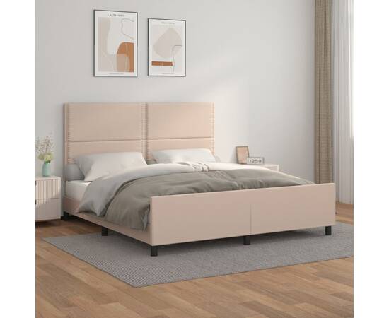 Cadru de pat cu tăblie, cappuccino, 160x200 cm, piele ecologică