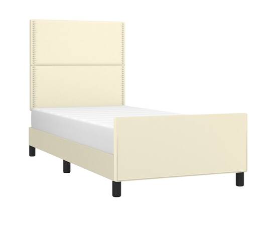 Cadru de pat cu tăblie, crem, 80x200 cm, piele ecologică, 3 image