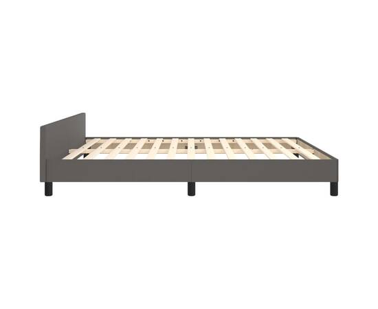 Cadru de pat cu tăblie, gri, 180x200 cm, piele ecologică, 7 image