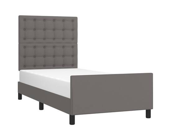 Cadru de pat cu tăblie, gri, 80x200 cm, piele ecologică, 3 image
