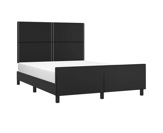 Cadru de pat cu tăblie, negru, 140x190 cm, piele ecologică, 3 image
