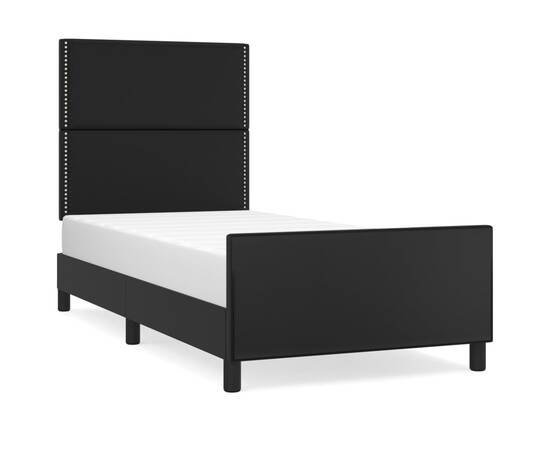 Cadru de pat cu tăblie, negru, 90x200 cm, piele ecologică, 2 image
