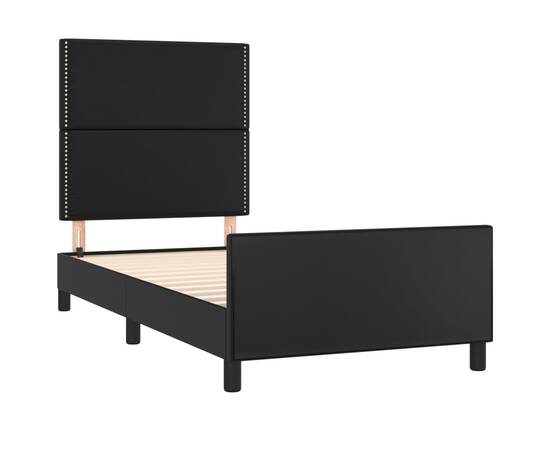 Cadru de pat cu tăblie, negru, 90x200 cm, piele ecologică, 4 image
