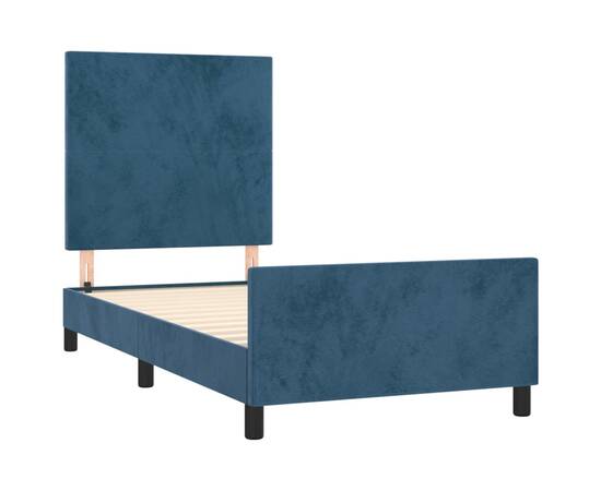 Cadru de pat cu tăblie, albastru închis, 80x200 cm, catifea, 4 image