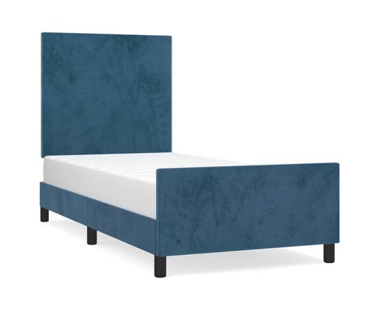 Cadru de pat cu tăblie, albastru închis, 80x200 cm, catifea, 2 image
