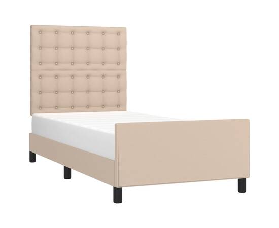 Cadru de pat cu tăblie, cappuccino, 100x200 cm, piele ecologică, 3 image