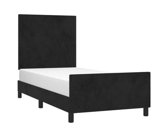 Cadru de pat cu tăblie, negru, 100x200 cm, catifea, 3 image