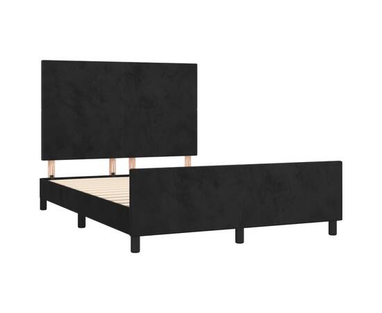 Cadru de pat cu tăblie, negru, 140x190 cm, catifea, 4 image