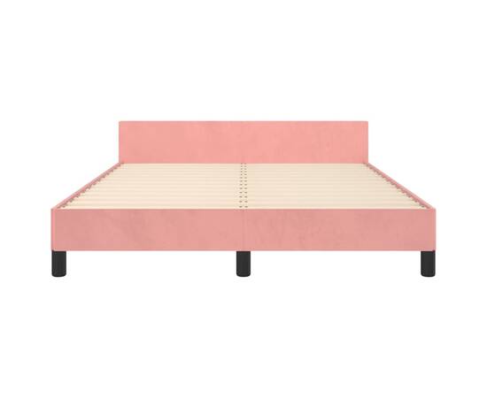 Cadru de pat cu tăblie, roz, 140x200 cm, catifea, 6 image