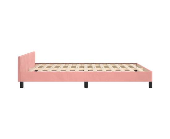 Cadru de pat cu tăblie, roz, 140x200 cm, catifea, 7 image