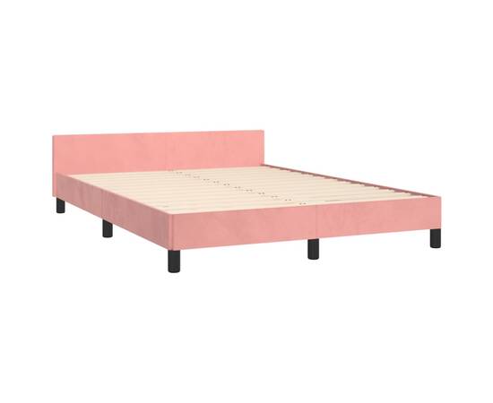 Cadru de pat cu tăblie, roz, 140x200 cm, catifea, 5 image