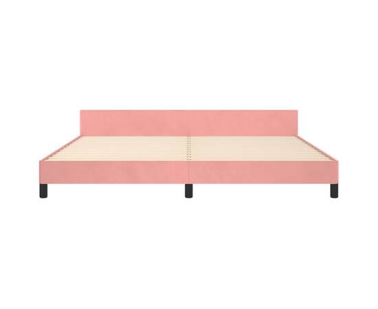 Cadru de pat cu tăblie, roz, 200x200 cm, catifea, 6 image
