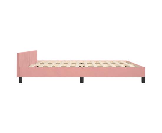 Cadru de pat cu tăblie, roz, 200x200 cm, catifea, 7 image