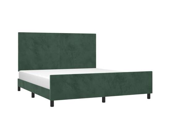 Cadru de pat cu tăblie, verde închis, 160x200 cm, catifea, 3 image