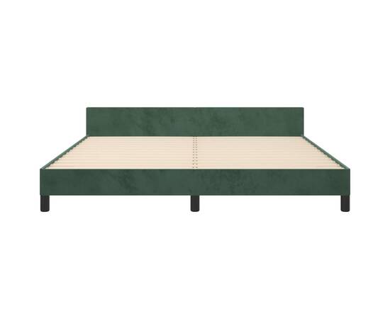 Cadru de pat cu tăblie, verde închis, 160x200 cm, catifea, 6 image