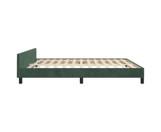 Cadru de pat cu tăblie, verde închis, 160x200 cm, catifea, 7 image