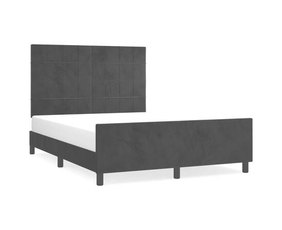 Cadru de pat cu tăblie, negru, 140x190 cm, catifea, 2 image