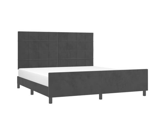 Cadru de pat cu tăblie, negru, 160x200 cm, catifea, 3 image