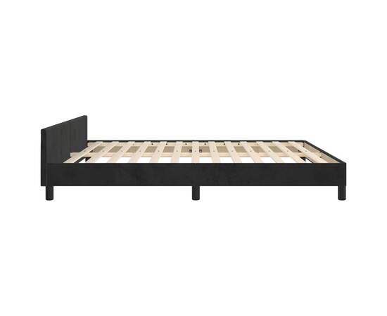 Cadru de pat cu tăblie, negru, 160x200 cm, catifea, 7 image