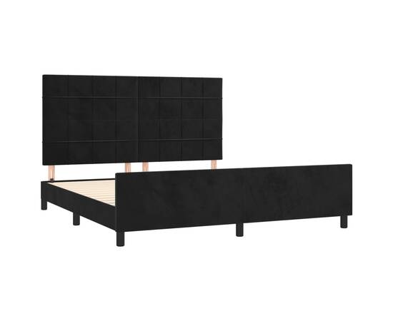 Cadru de pat cu tăblie, negru, 160x200 cm, catifea, 4 image