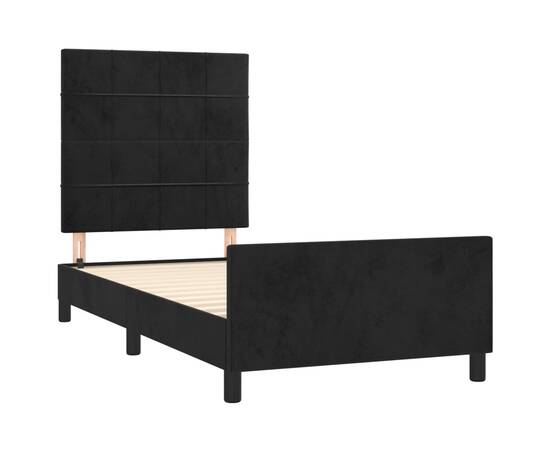 Cadru de pat cu tăblie, negru, 90x200 cm, catifea, 4 image