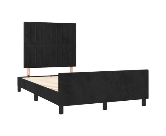 Cadru de pat cu tăblie, negru, 120x200 cm, catifea, 4 image