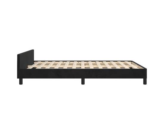 Cadru de pat cu tăblie, negru, 140x200 cm, catifea, 7 image