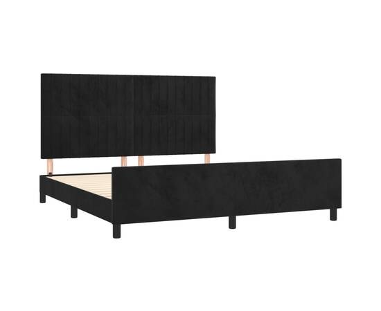 Cadru de pat cu tăblie, negru, 180x200 cm, catifea, 4 image