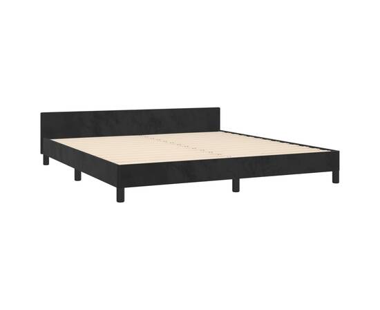 Cadru de pat cu tăblie, negru, 180x200 cm, catifea, 5 image