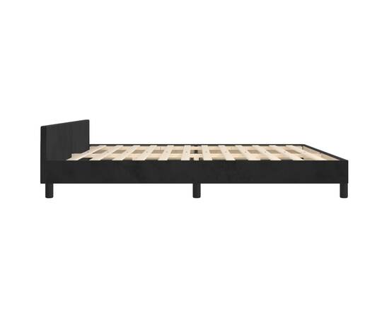 Cadru de pat cu tăblie, negru, 200x200 cm, catifea, 7 image