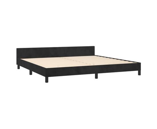 Cadru de pat cu tăblie, negru, 200x200 cm, catifea, 5 image