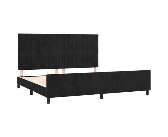 Cadru de pat cu tăblie, negru, 200x200 cm, catifea, 4 image