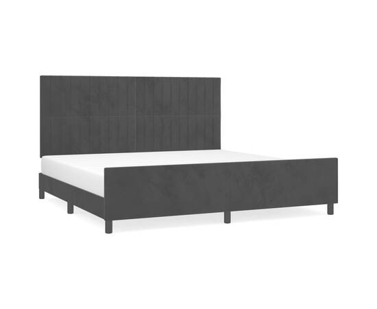 Cadru de pat cu tăblie, negru, 200x200 cm, catifea, 2 image