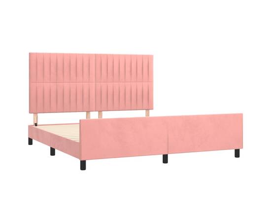 Cadru de pat cu tăblie, roz, 180x200 cm, catifea, 4 image