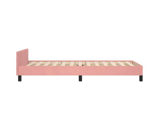 Cadru de pat cu tăblie, roz, 90x190 cm, catifea, 7 image