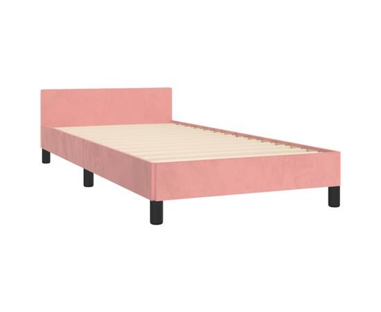 Cadru de pat cu tăblie, roz, 90x190 cm, catifea, 5 image