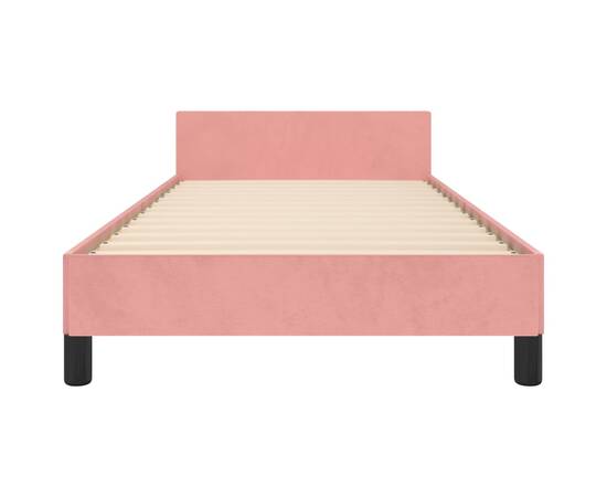 Cadru de pat cu tăblie, roz, 90x190 cm, catifea, 6 image
