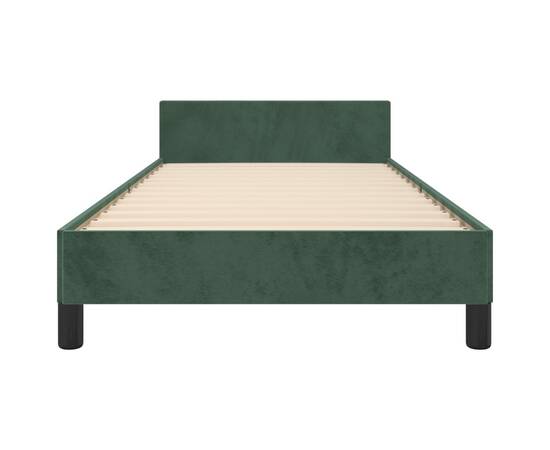 Cadru de pat cu tăblie, verde închis, 90x190 cm, catifea, 6 image