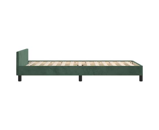 Cadru de pat cu tăblie, verde închis, 90x190 cm, catifea, 7 image