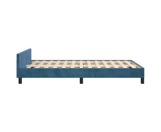 Cadru de pat cu tăblie, albastru închis, 120x200 cm, catifea, 7 image